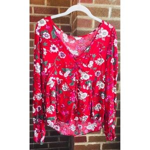 AEROPOSTALE Long Sleeve Floral Tunic Top